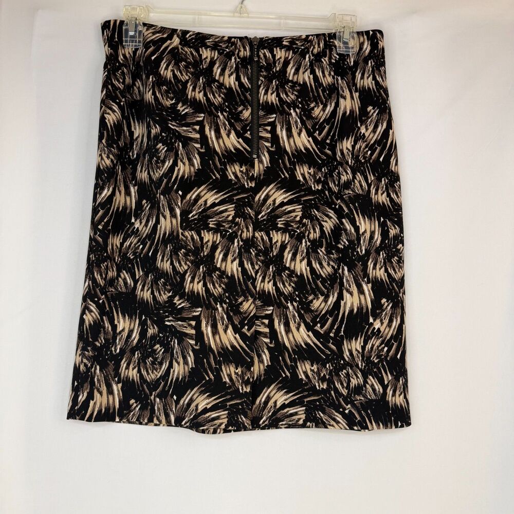 Size 12 Alfani Printed Pencil Skirt Black Tan Stretch Knee Length
